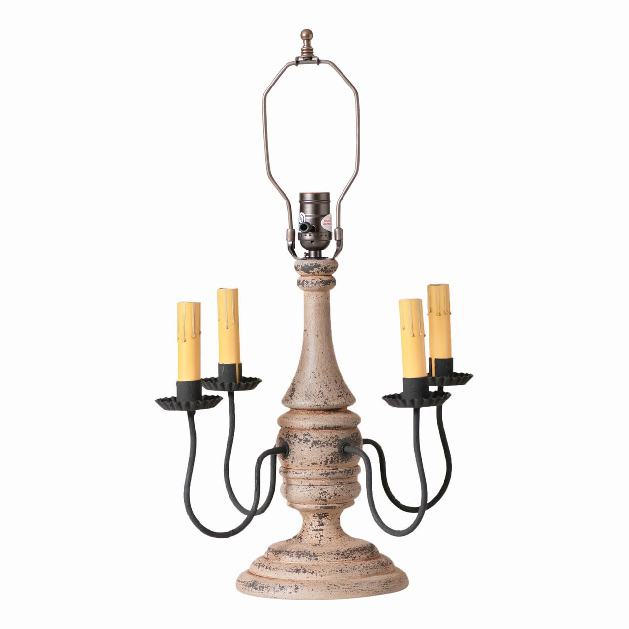 Irvins Country Tinware Jamestown Wood Table Lamp Base in Hartford Buttermilk